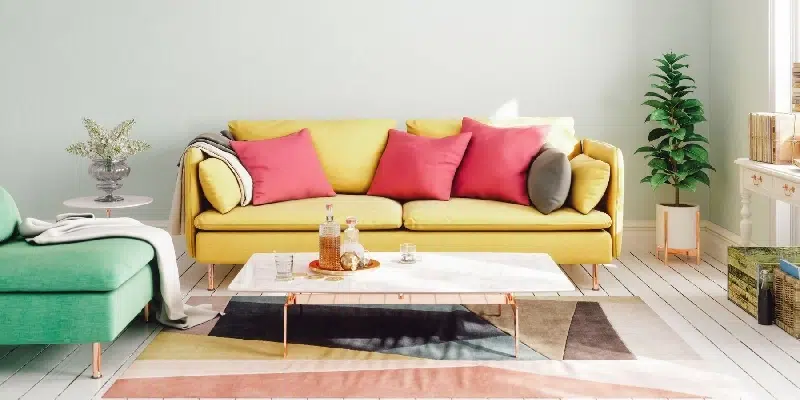 Elegant living room with modern furniture and decorative accents
