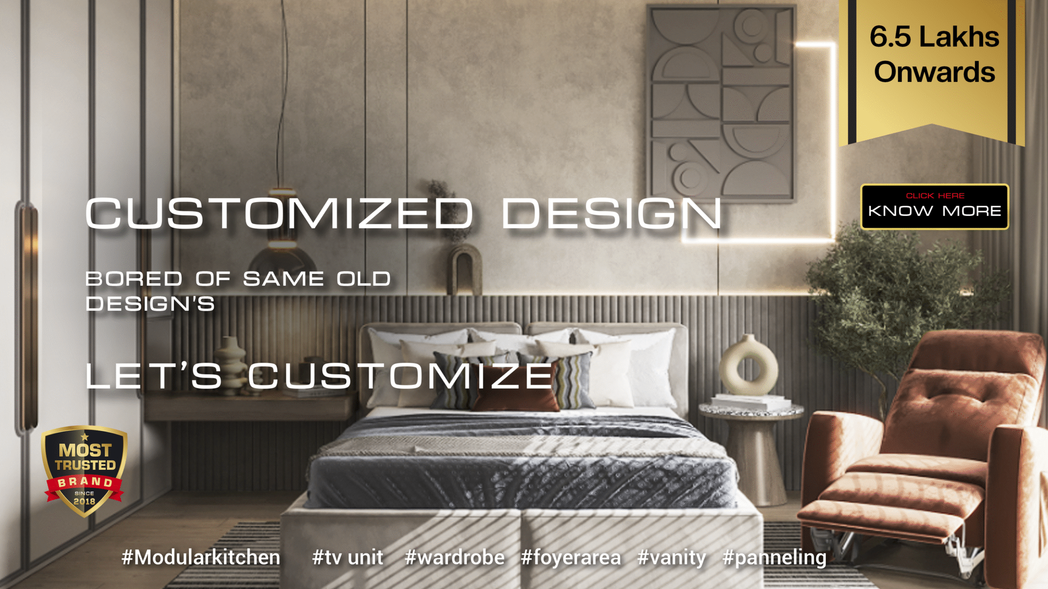 Luxury bedroom interior design Bangalore