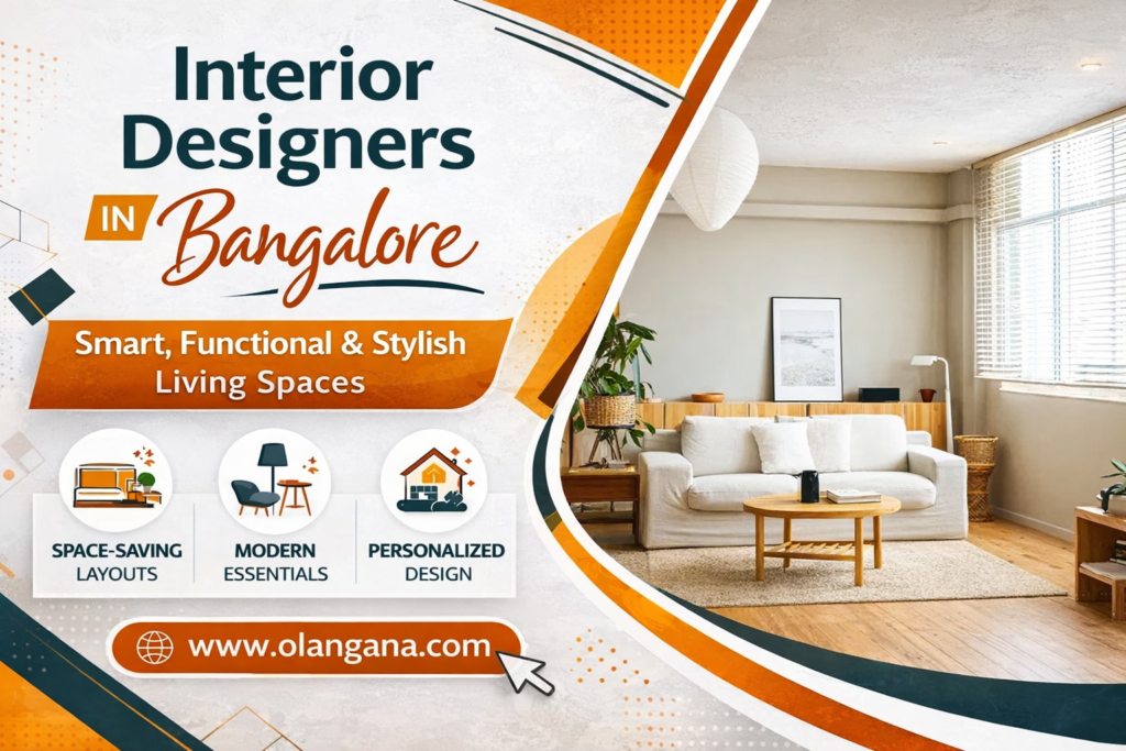 Interior designers in Bangalore for apartments smart functional stylish living room design by Olangana Interiors
