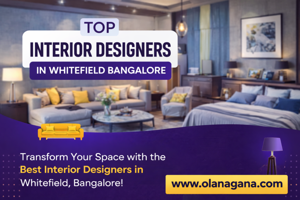 Top Interior Designers in Whitefield Bangalore modern living room and bedroom interior design services by Olanagana